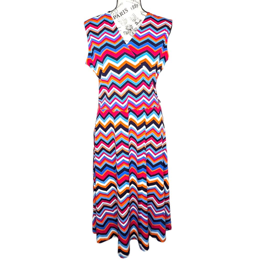 Leota MEDIUM Finnley Jersey Faux Wrap Dress - Stitch Fix Chevron Multi Colored